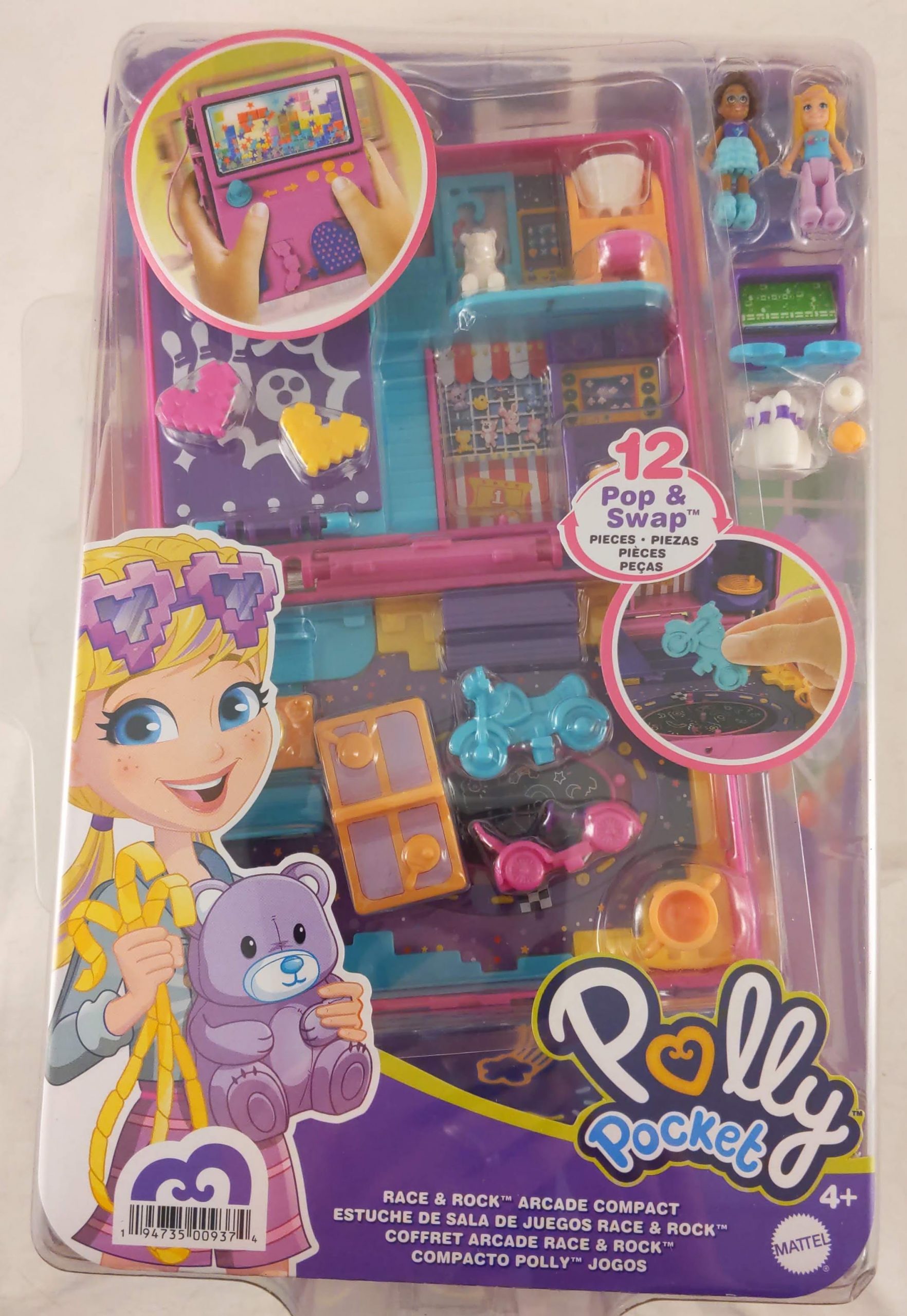 Polly Pocket Race & Rock Arcade Compact 12 Pop & Swap Pieces New By Mattel